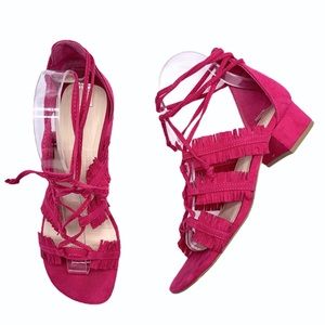 NINE WEST Fringe Tie Up Sandals